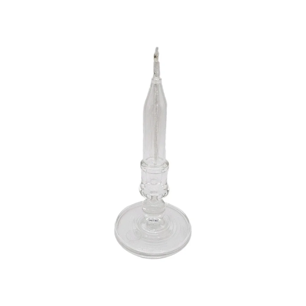 Vintage Clear Glass Drip Oil Candle Candlestick With Wick 7